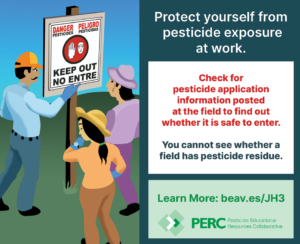 Check for posted pesticide application information to find out whether it's safe to enter a field.