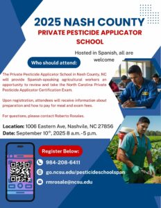 Informational flyer about a Spanish Pesticide Safety School